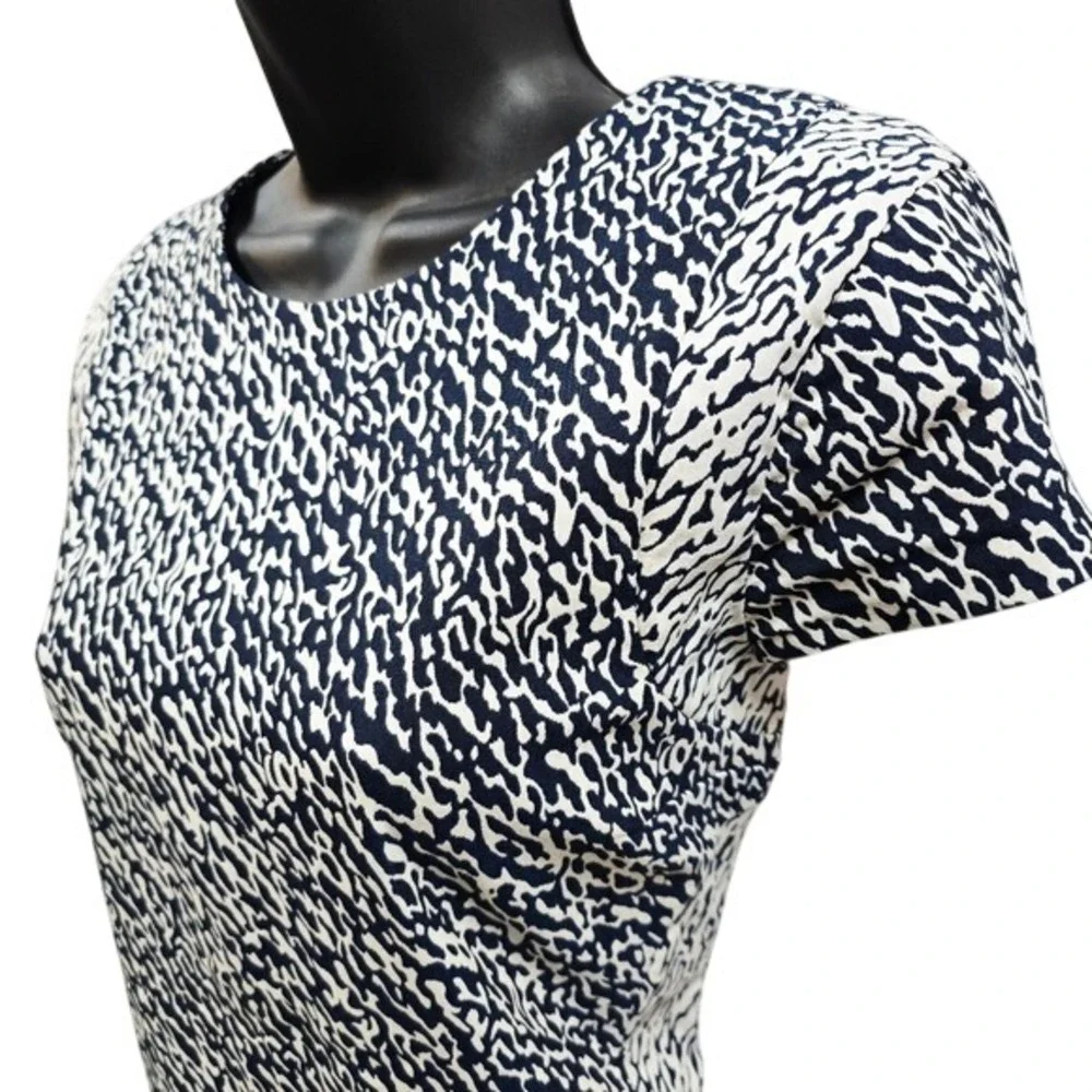 Diane von Furstenberg Navy White Snake Wave Jacquard Sheath Dress 12 D6758298S13